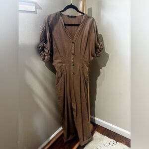 Zara Brown linen jumpsuit